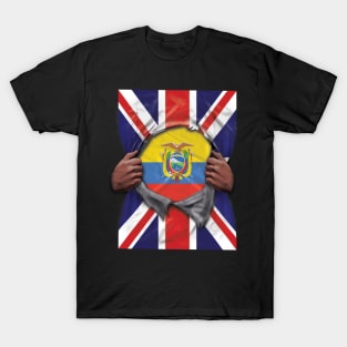 Ecuador Flag Great Britain Flag Ripped - Gift for Ecuadorian From Ecuador T-Shirt
